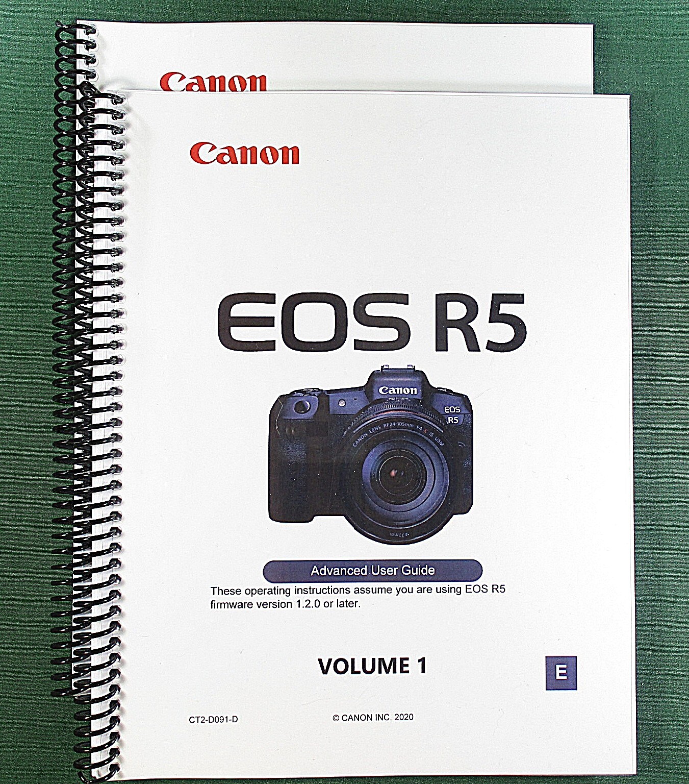 Canon EOS R5 Instruction Manual:  2 Volume Set - 940 Pages & Clear Covers