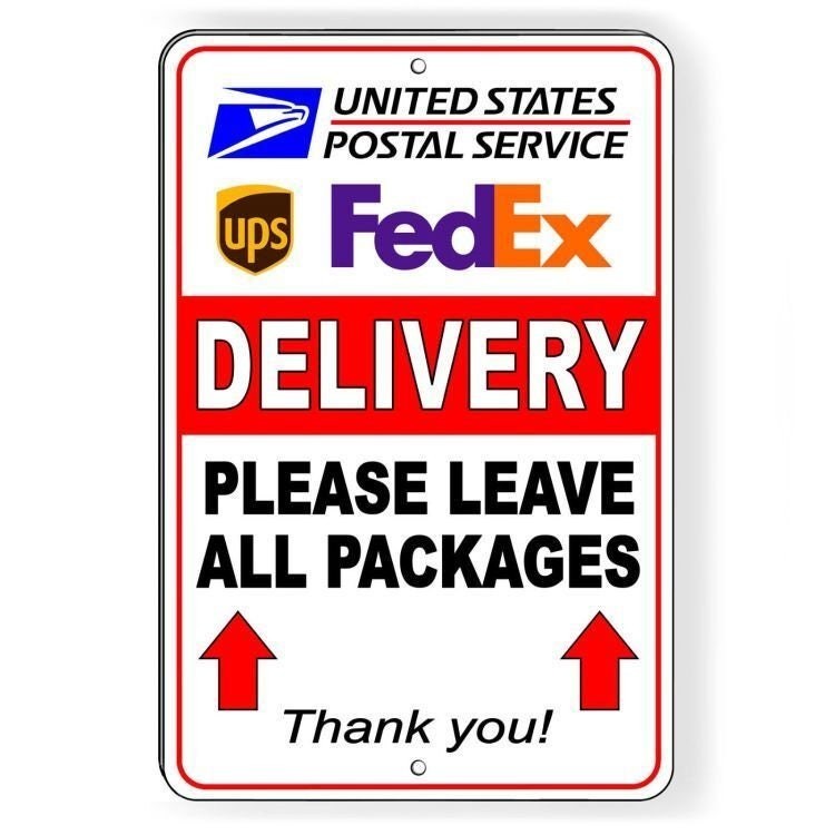 Delivery leave all packages arrows pointing up sign metal ups si085