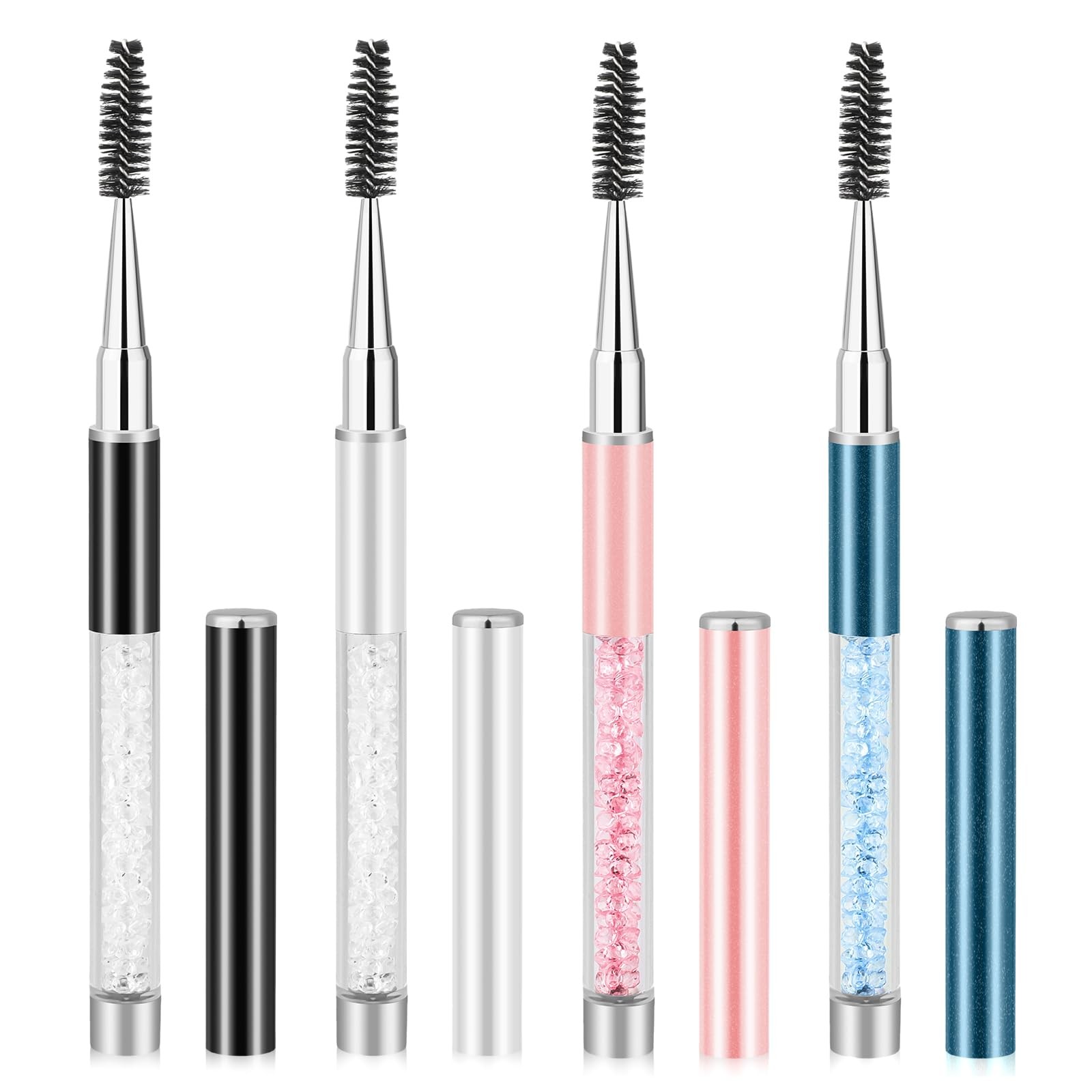 Reusable Mascara Wands with Cap - 4 Pack Eyelash Brush Applicators