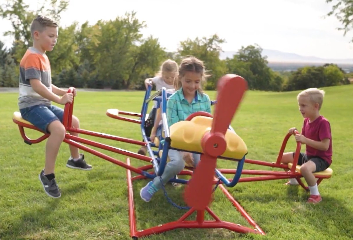 Large Playground Airplane Teeter Totter Kids Outdoor Backyard See Saw for 7 Kids