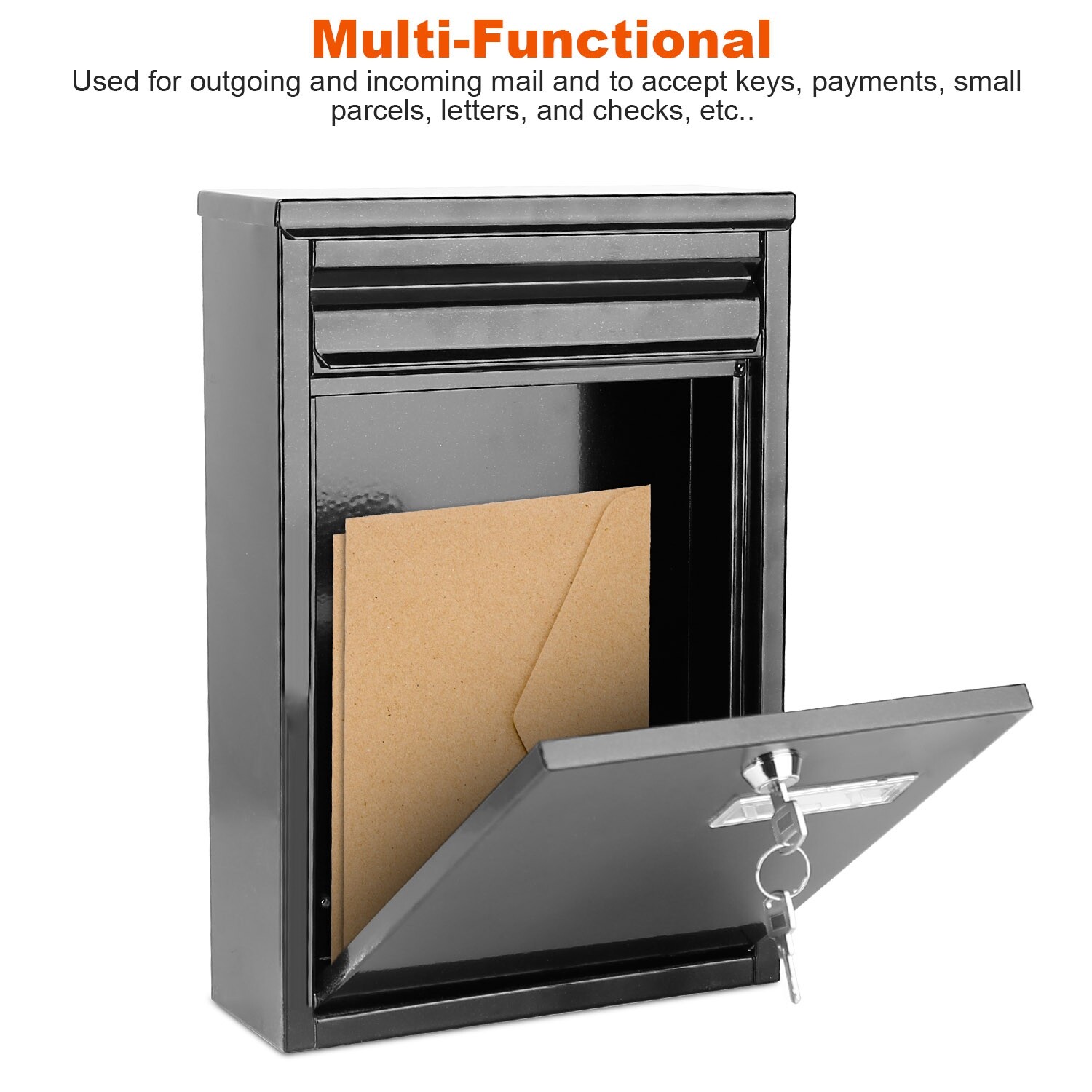 Locking Mailboxes Wall Mounted Key Lock Drop Mail Box Steel Rust-proof Post Box