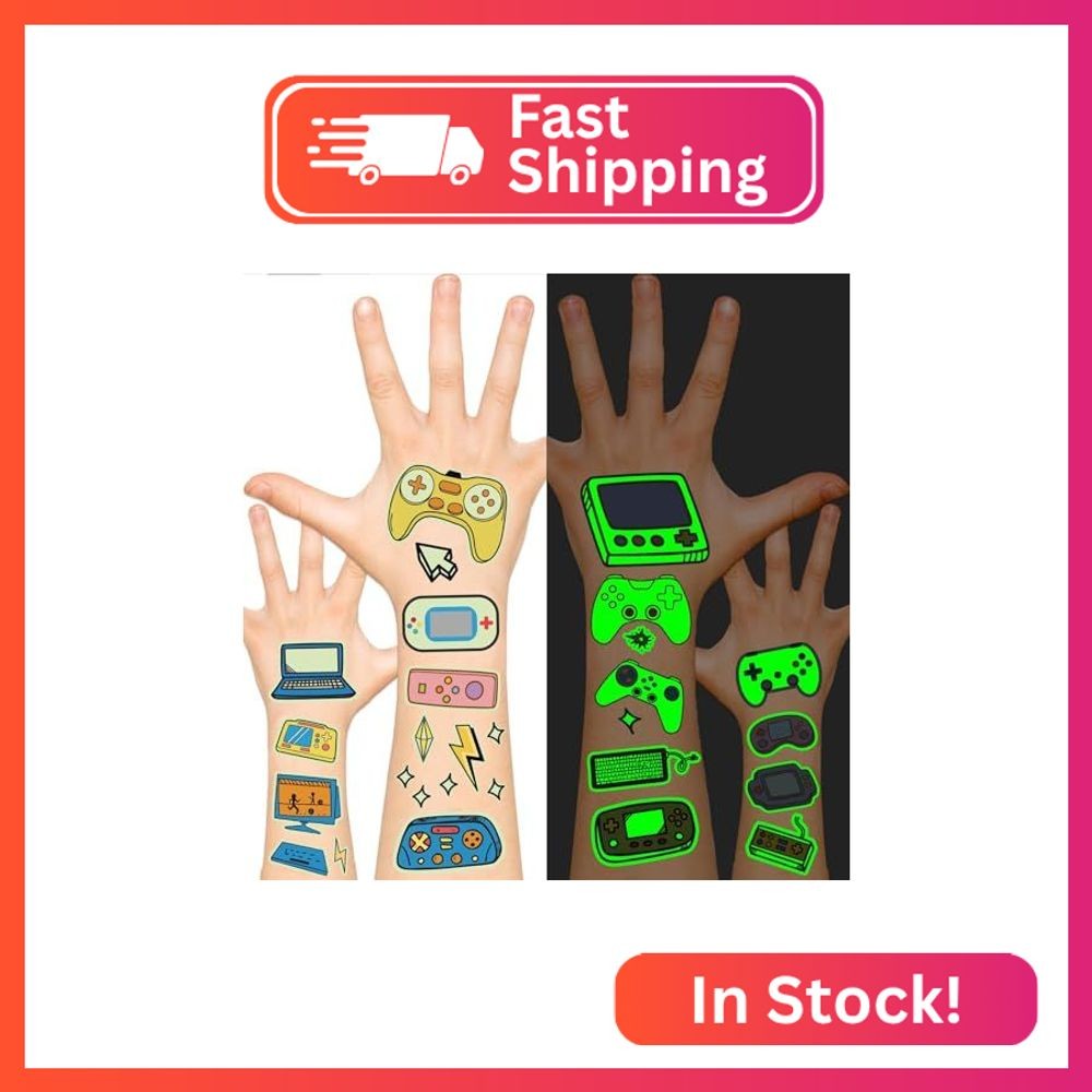 EMOME 140 Styles Luminous Temporary Tattoos for Kids, Glows Fake Tattoos Waterpr