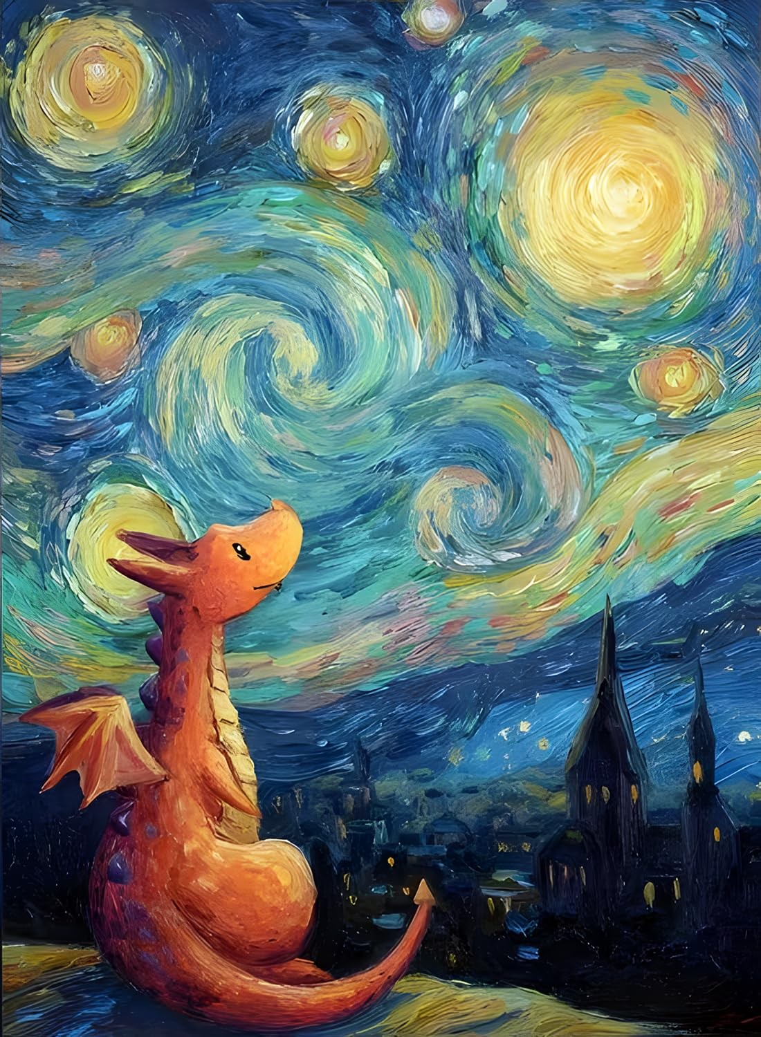 Starry Sky Diamond Art Kits for Adults, 5D DIY dragon Diamond Painting Kits for