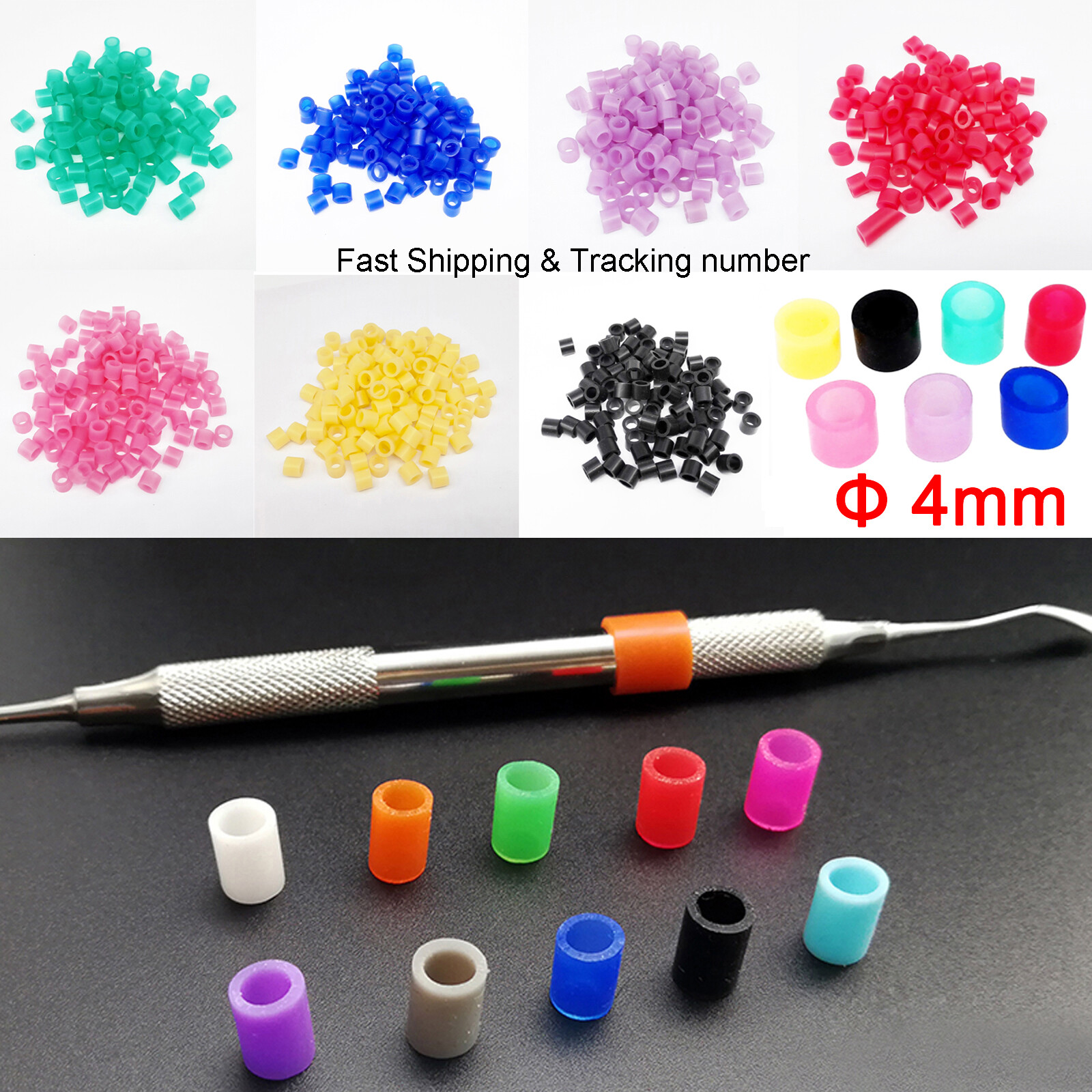 100/Box Dental Small Silicone Color Code Rings Bands Hygienist Instruments