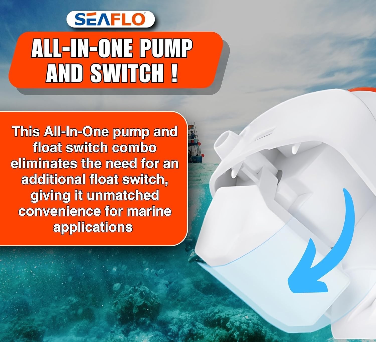 06 Series 750GPH Automatic Submersible Bilge Pump with Built-In Float Switch 12V