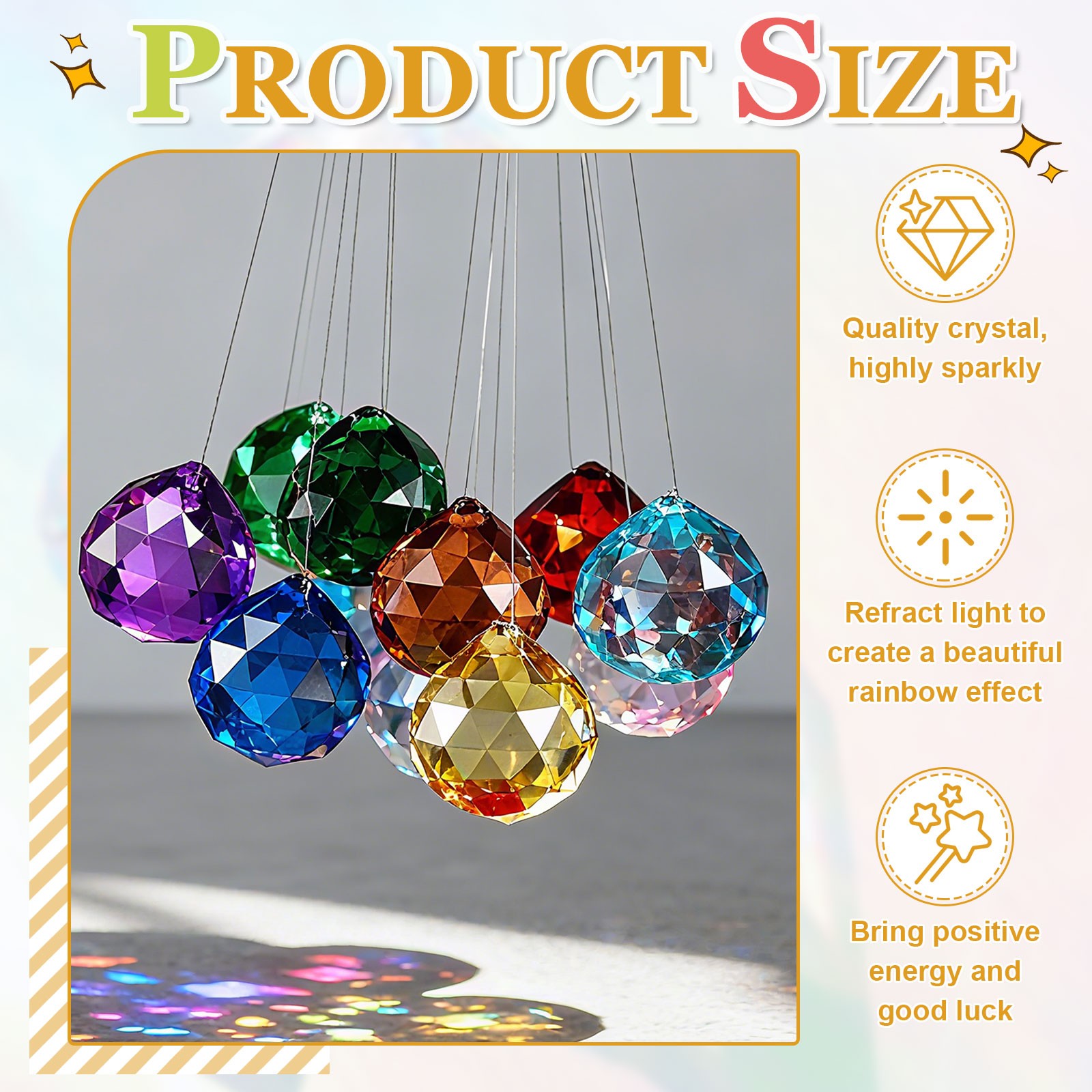 10 Pack 33mm / 1.3Inch Crystal Ball Prisms, Crystal Purple
