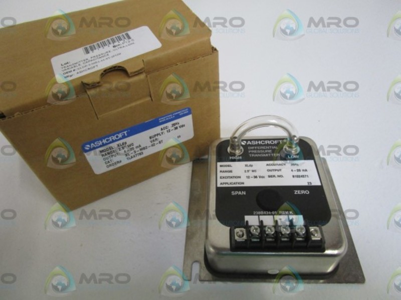 ASHCROFT XLdp XL-3-MB2-42-ST DIFF. PRESSURE TRANSMITTER 2.5" WC NSMP