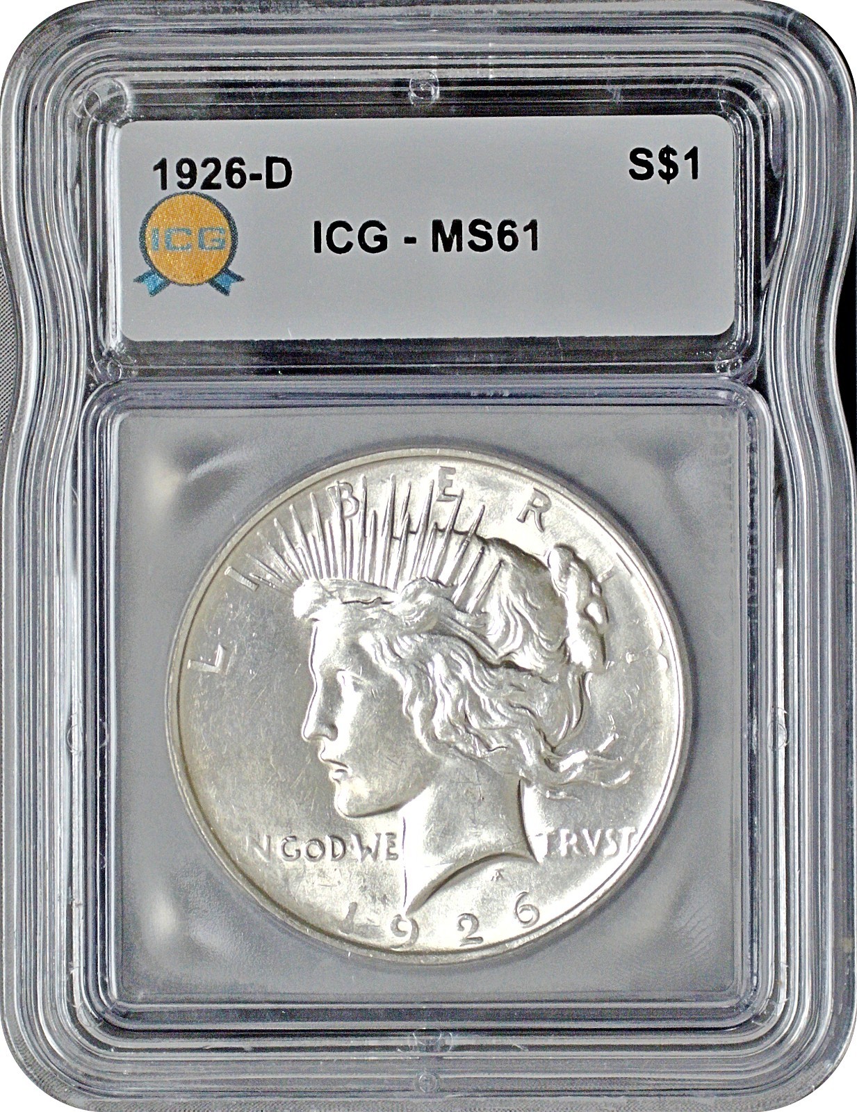 1926 D Peace Silver Dollar S$1 ICG MS61 Uncirculated
