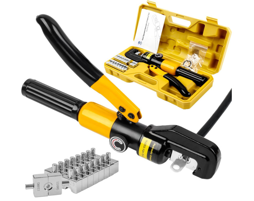 Crimpadora Hidráulica 10 Ton para Cables de Batería 12AWG-2/0, fácil de usar, id