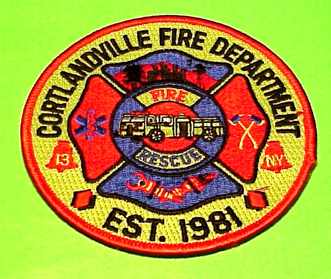 CORTLANDVILLE  NEW YORK  EST. 1981  NY  4"  FIRE DEPT. PATCH  FREE SHIPPING!!!