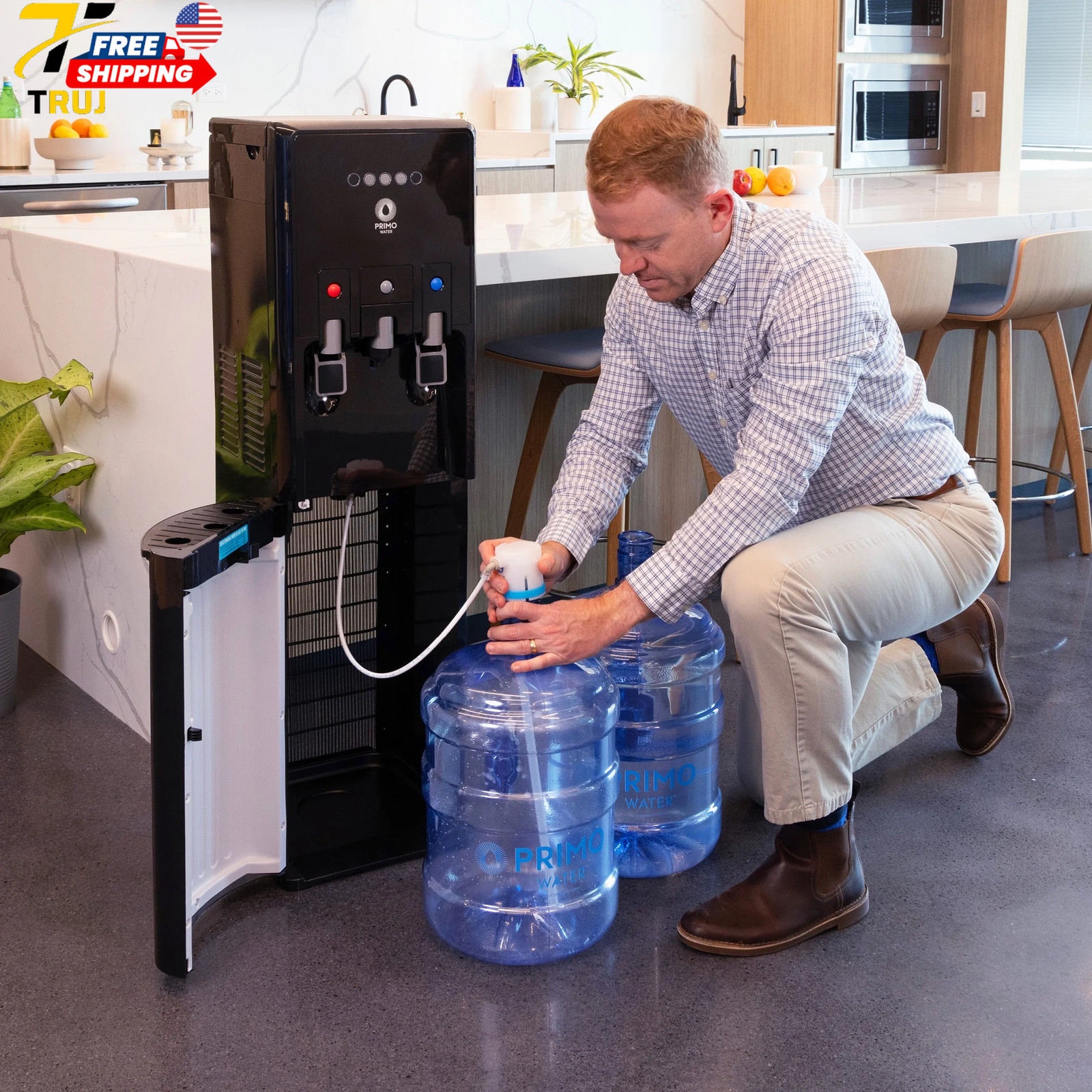 Bottom Loading Pro 2 Temp Water Dispenser with Single-Serve Coffee Maker Black