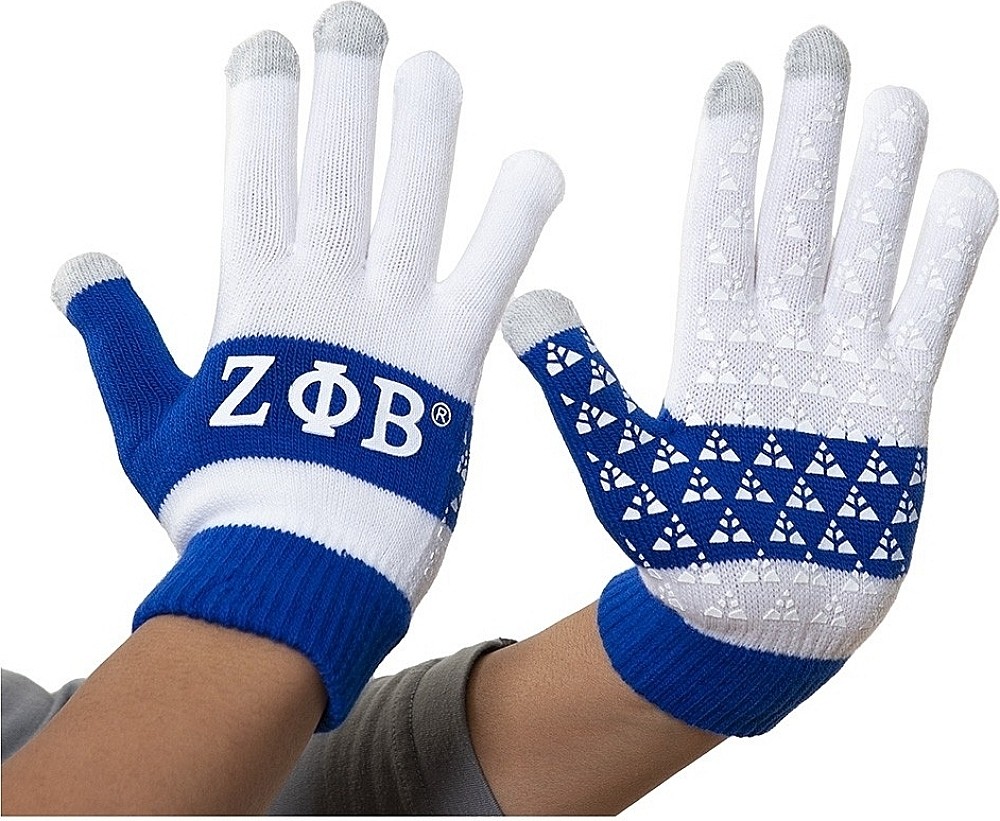 Zeta Phi/&Phi; Beta Knit Texting Gloves [White]