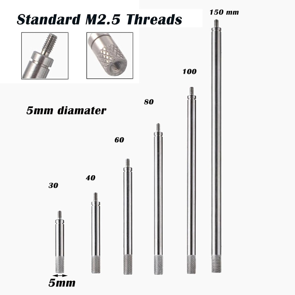 6pcs Indicator Extension Stem Rod Set,M2.5 Thread,30-150mm Lengths7779
