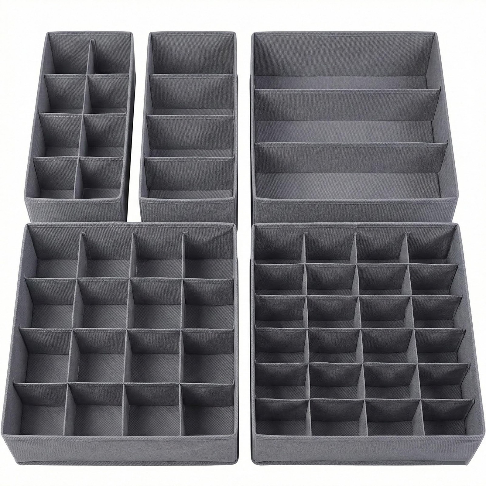 Underwear Drawer Organizer, 5-Pack Foldable Fabric Drawer Dividers (Fits Stan...