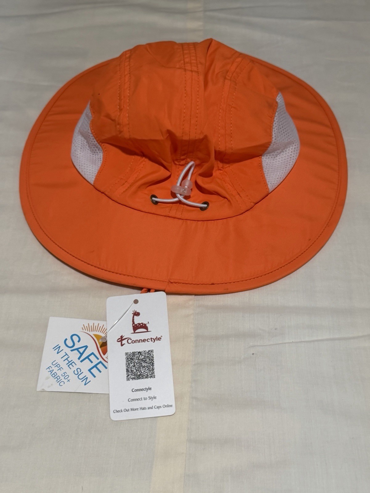 Connectyle Orange Wide Brim Sun Hat UPF 50+ Adjustable Mesh Vent Bucket Hat NWT