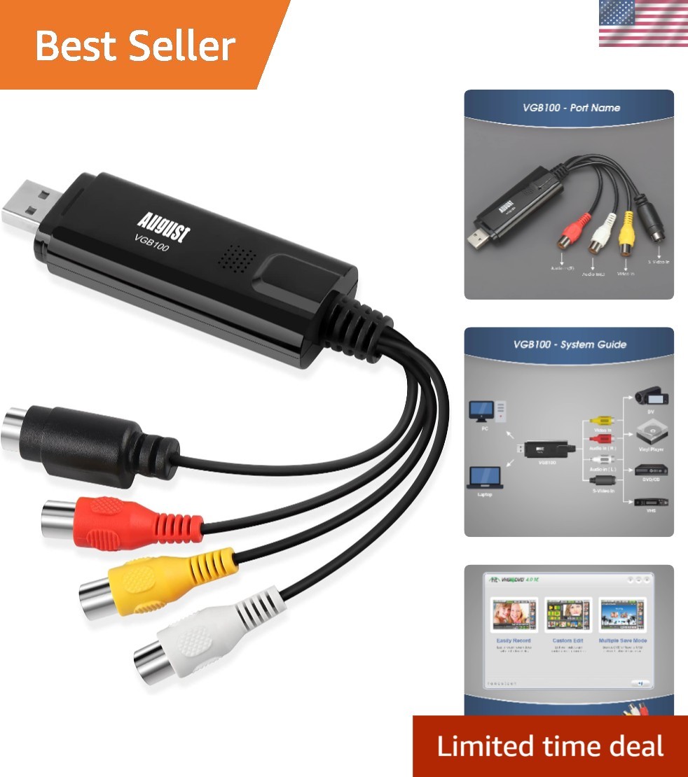 Digitize VHS Tapes Effortlessly – USB 2.0 Video Capture Device for Windows
