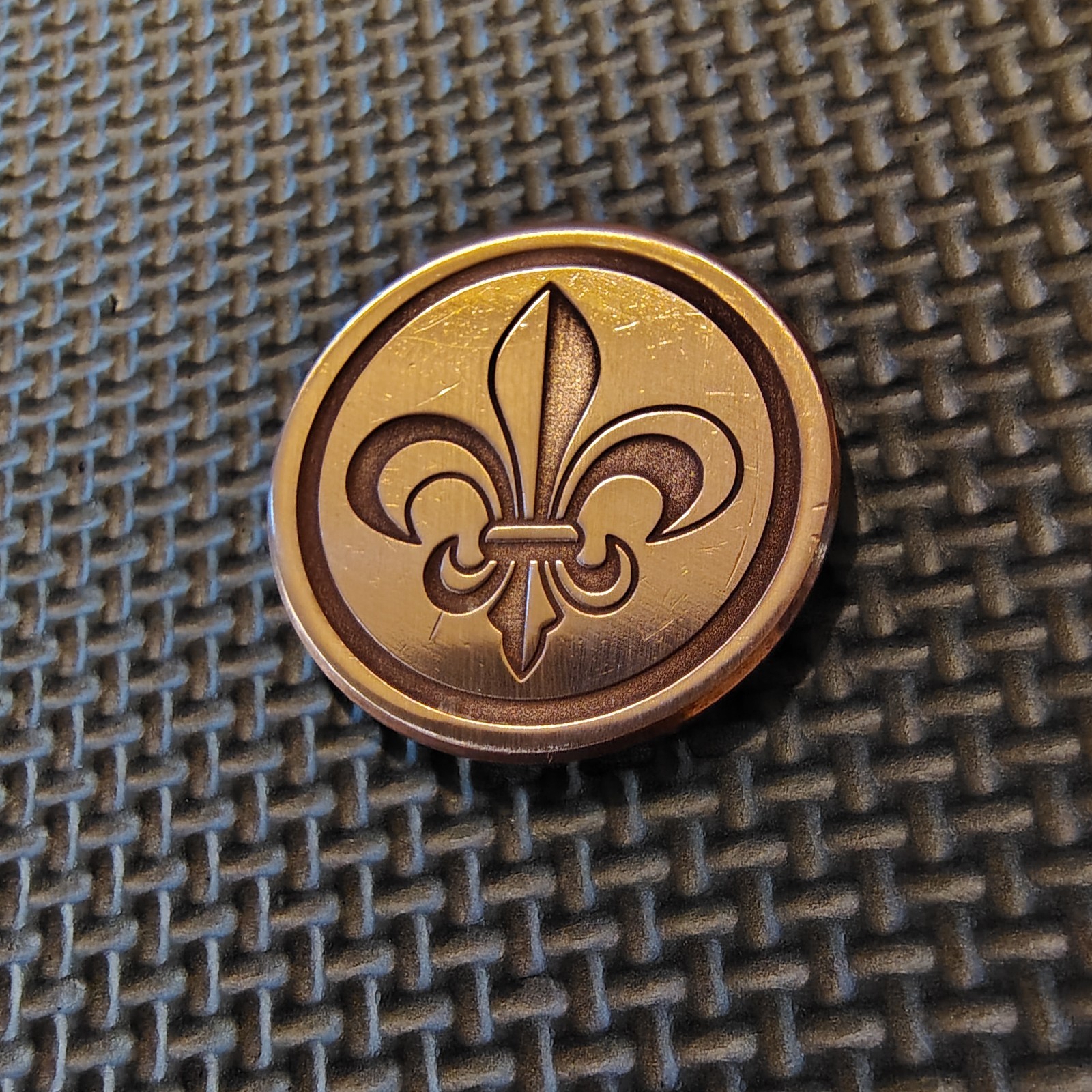 Custom Boutique Copper Engraved FLEUR DE LIS Worry Coin Golf Ball Marker 1.5"