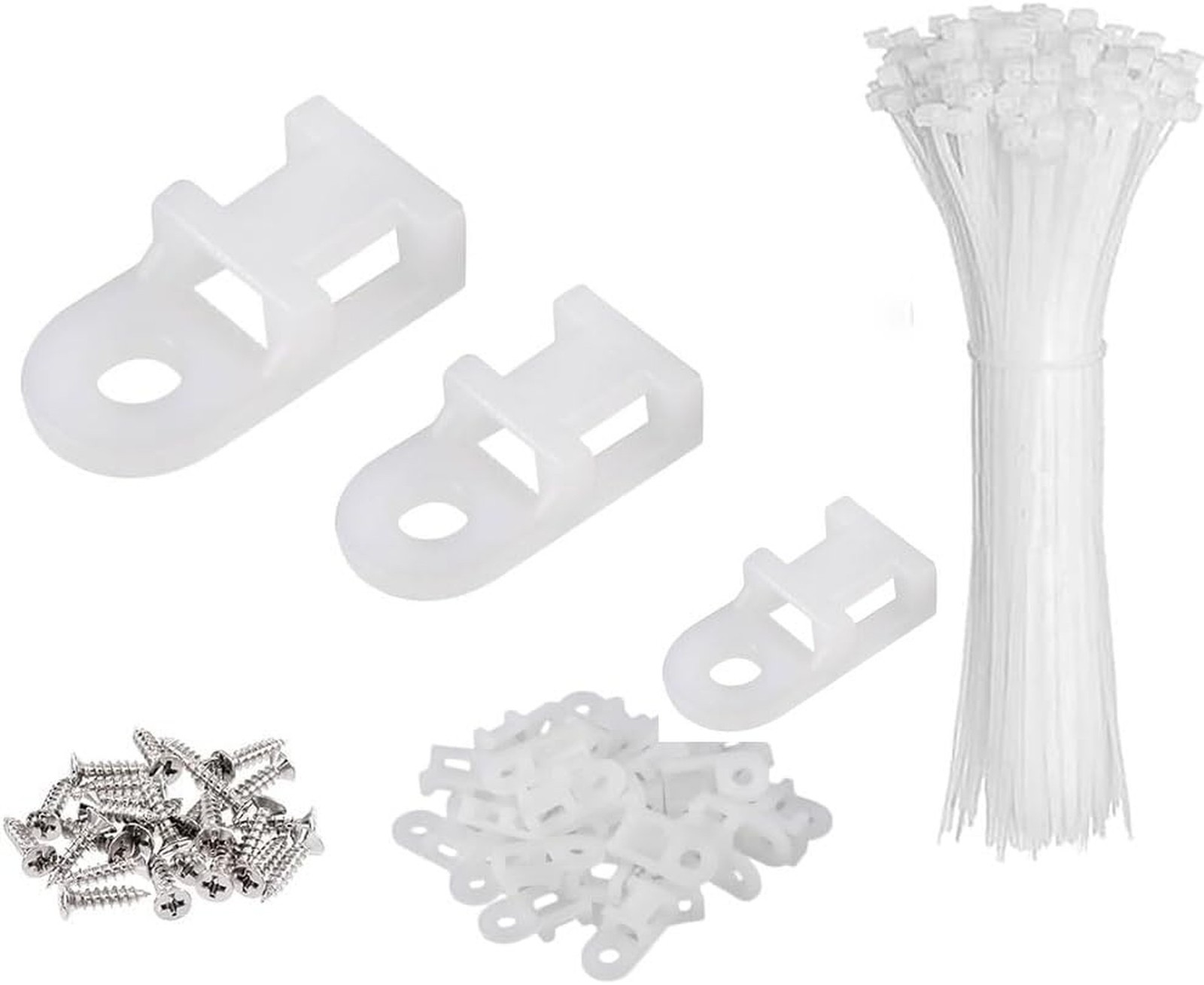 White Cable Zip Tie Mounts Kit-50 Pcs Cable Zip Tie Saddle Type Mounts Base W...
