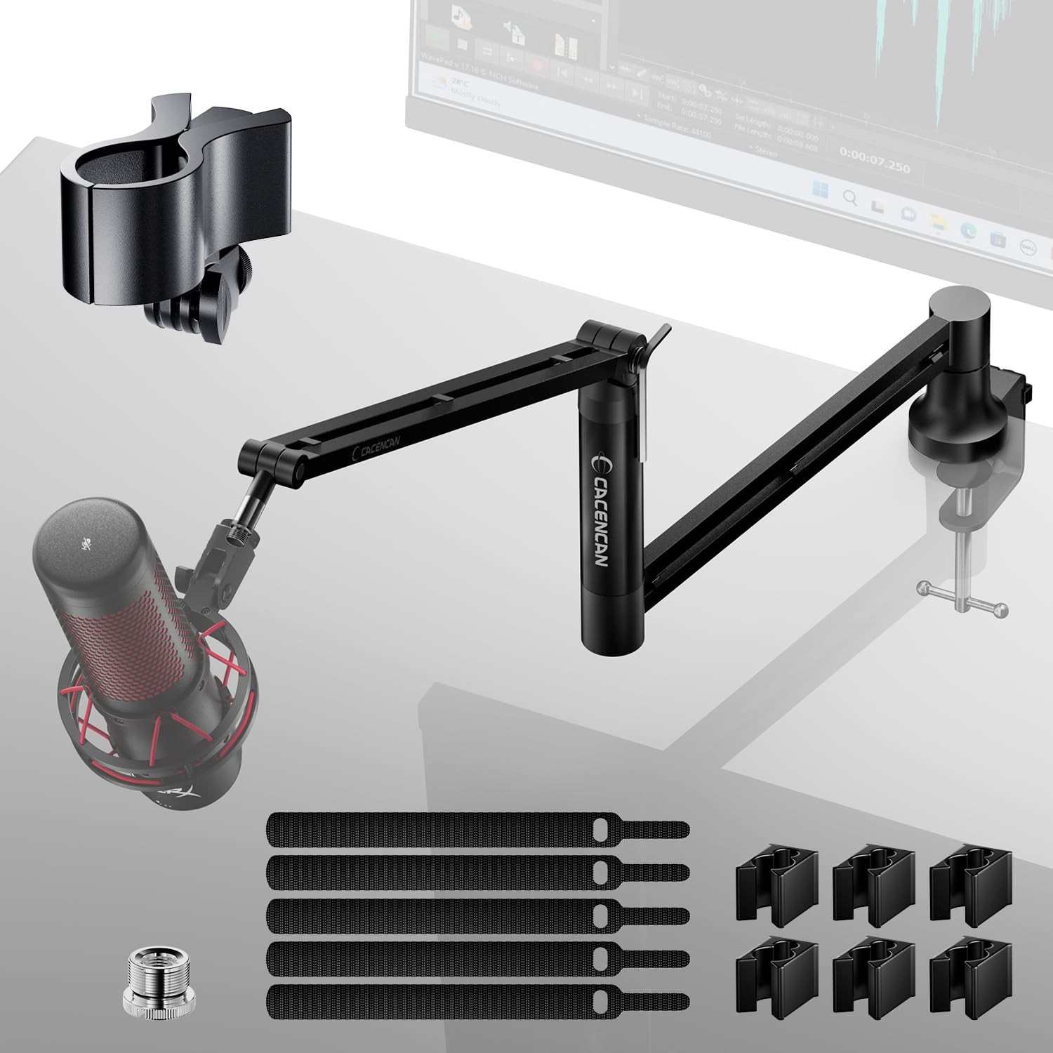 M05 Boom Arm, 360° Rotatable Microphone Stand with Desk Mount, Foldable Desk ...