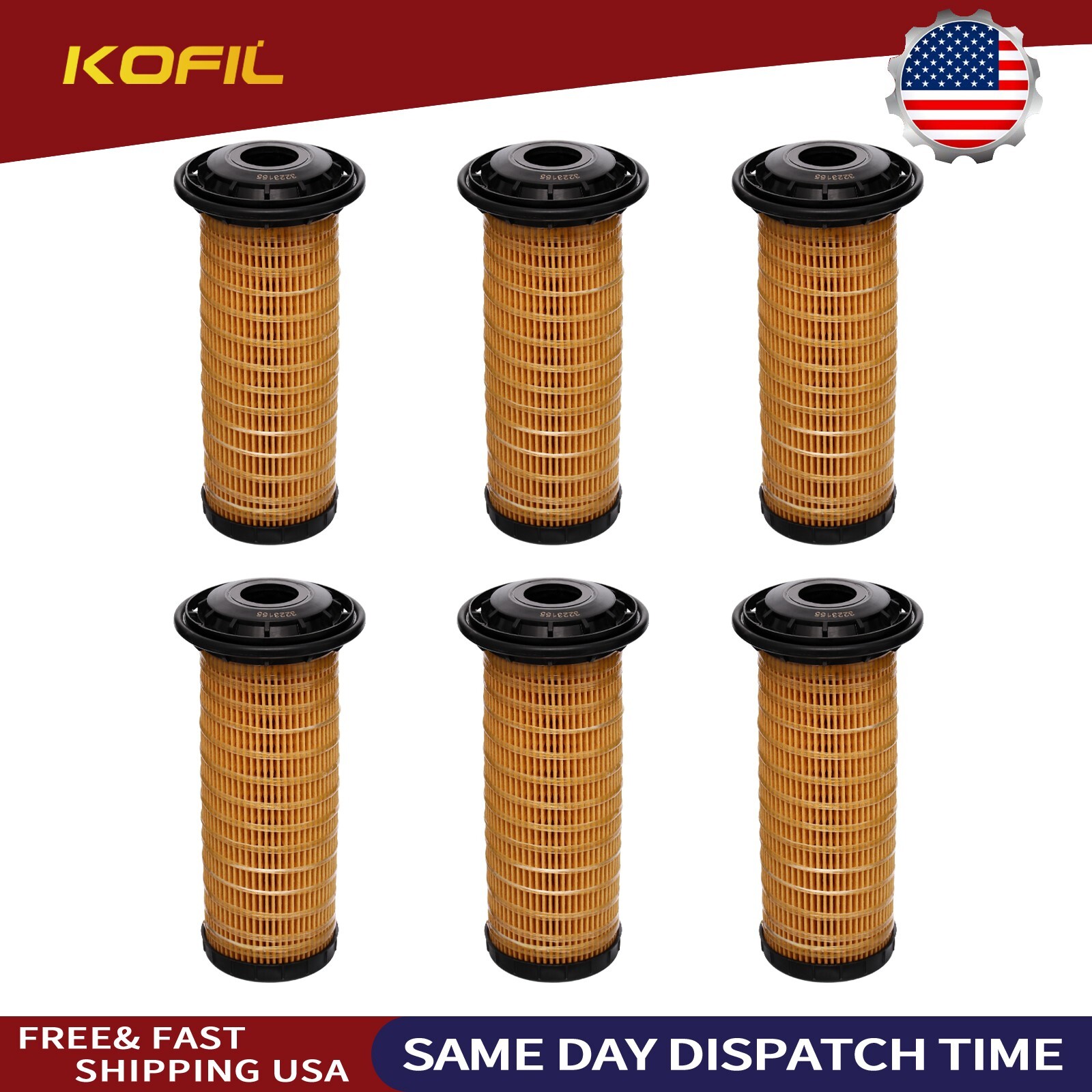 6&PCS Oil Filter 322-3155 FUEL FILTER FITS CATERPILLAR CAT 312E 314E 320D2 320