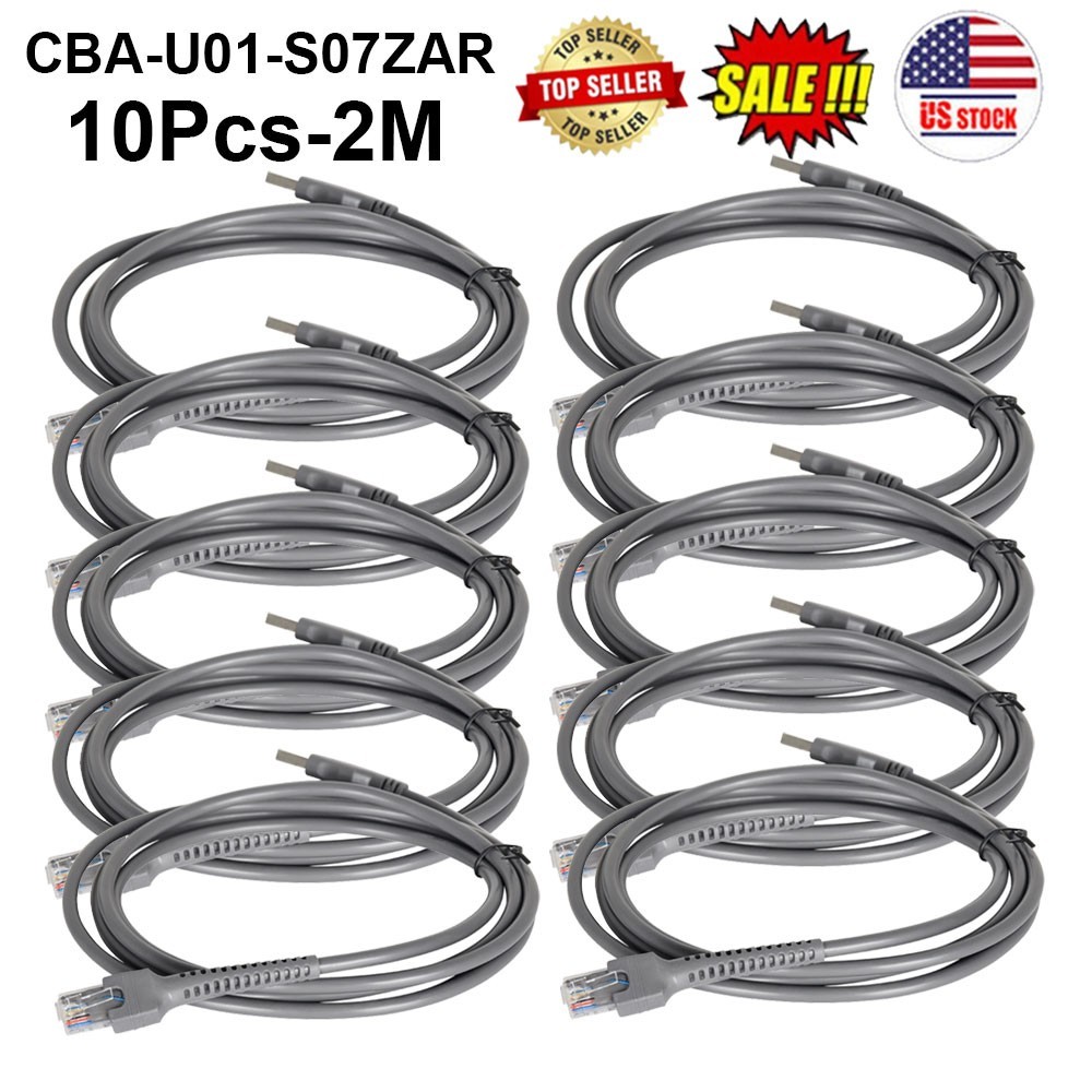 US 10 Pack 6FT USB Cable Barcode Scanner Cord For Symbol LS2208 CBA-U01-S07ZAR