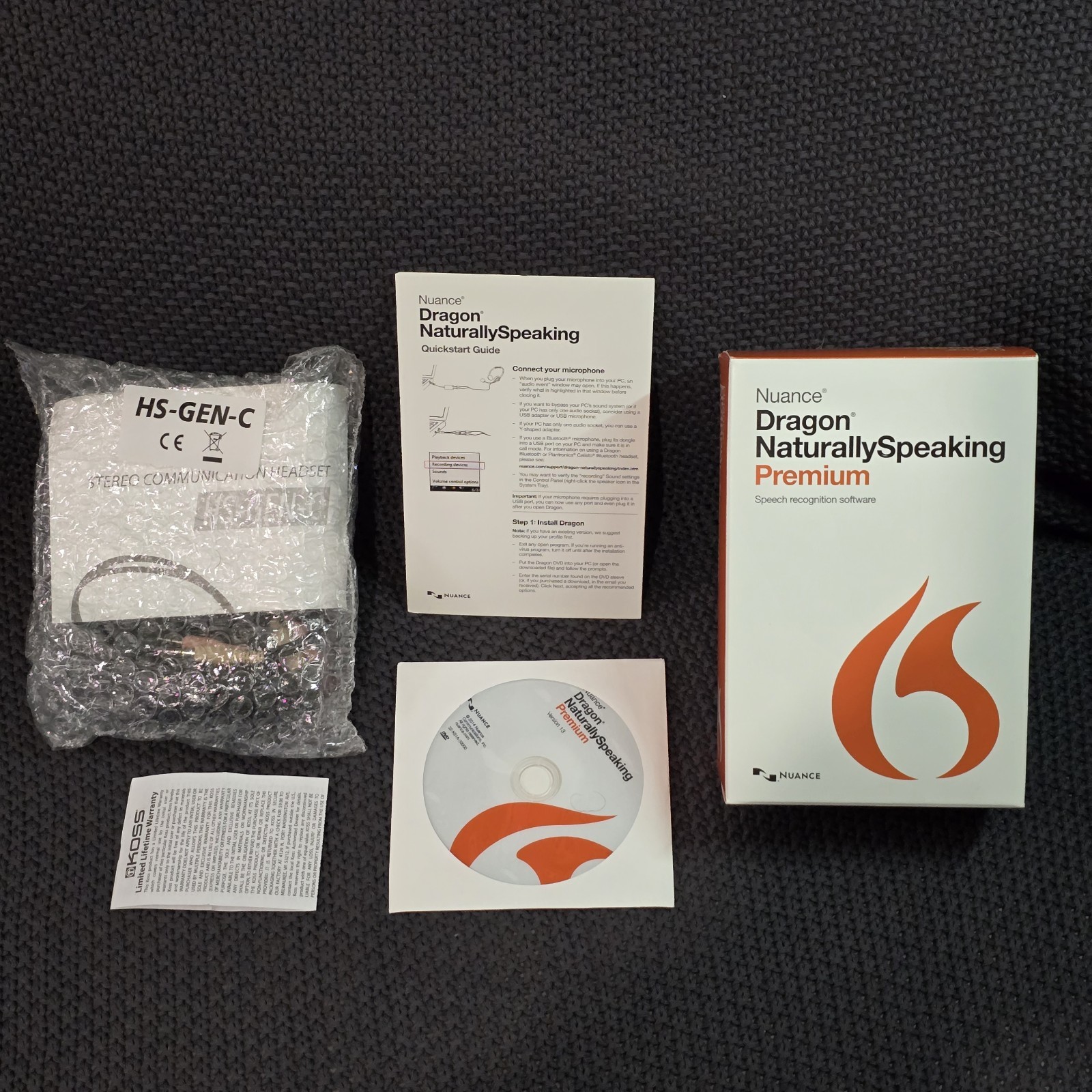 Nuance Dragon NaturallySpeaking Premium 13 Voice Recognition Software w/ Headset