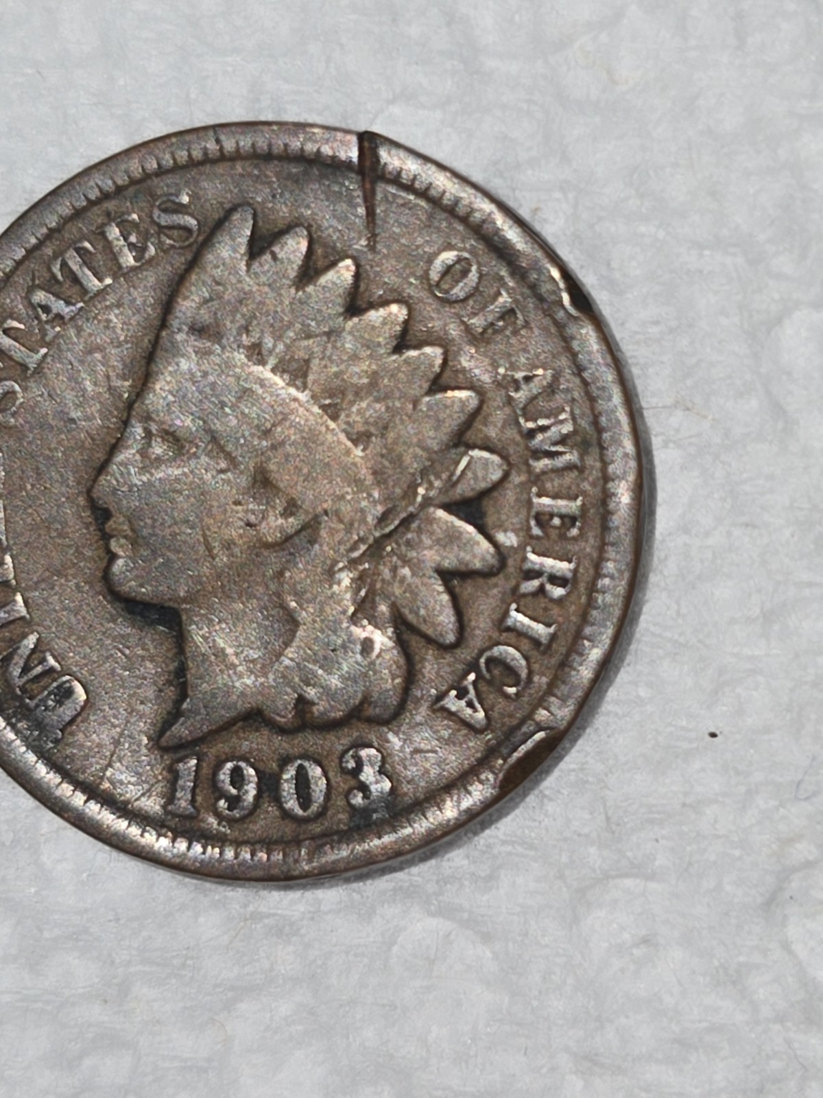 1903 P - Does NOT Sit Flat - Indian Head Penny Cent Ungraded