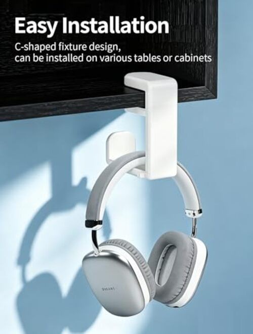 Headphone Hook，Headphone Stand，PC Gaming Headset Holder for Desk，Headset White