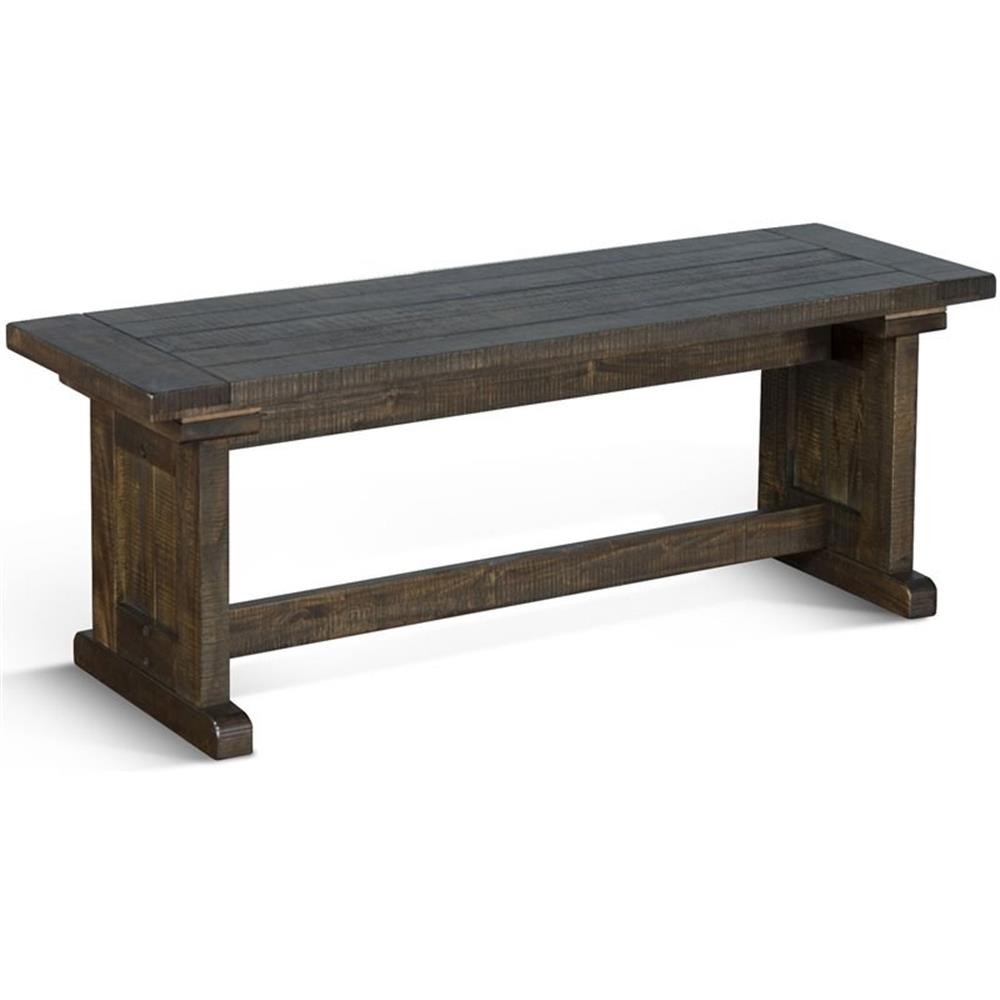 Sunny Designs Homestead 18" Farmhouse Mahogany Wood Side Bench in Tobacco Leaf