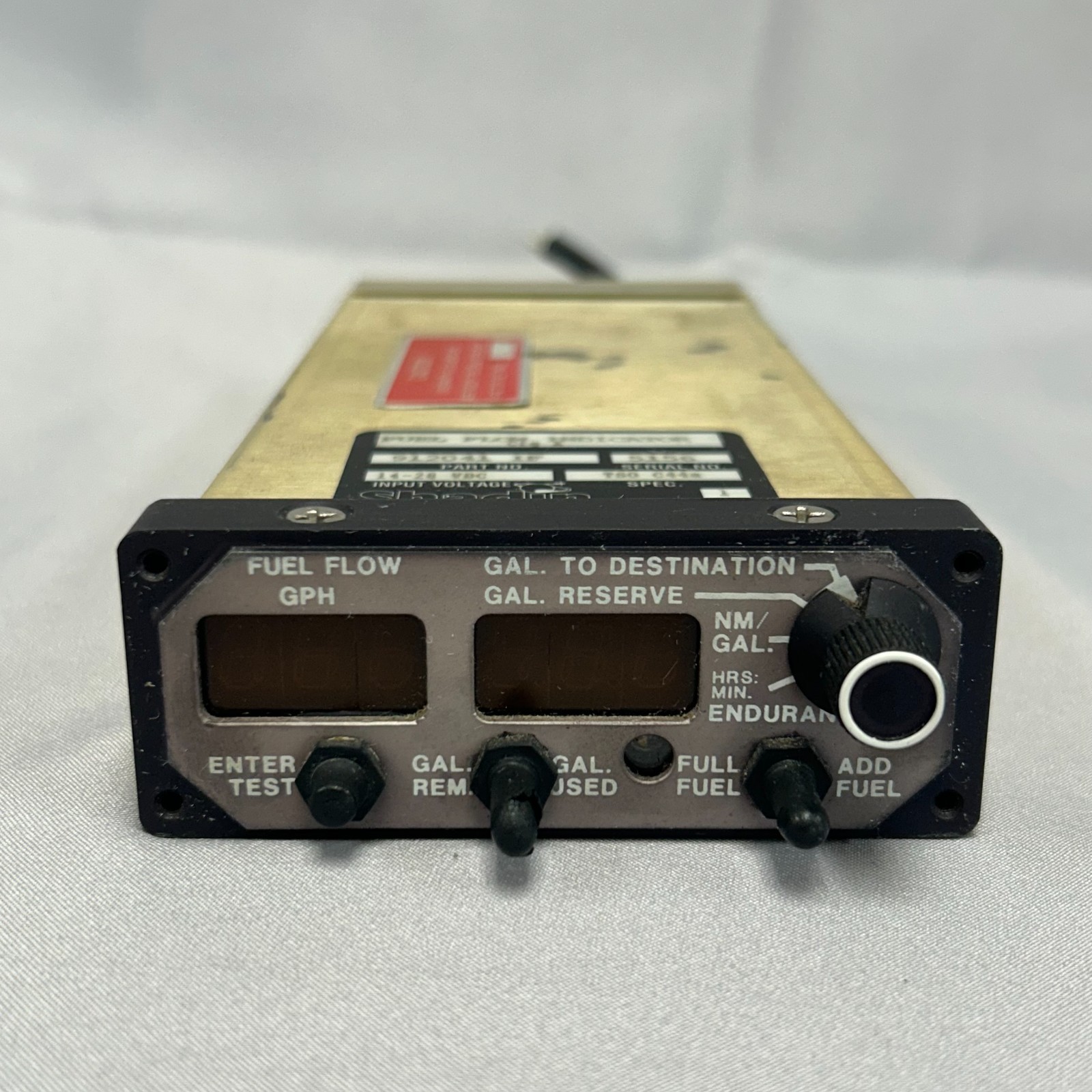Shadin Avionics Indicator Fuel Flow P/N 912041T- IF with Connector 14-28 VDC