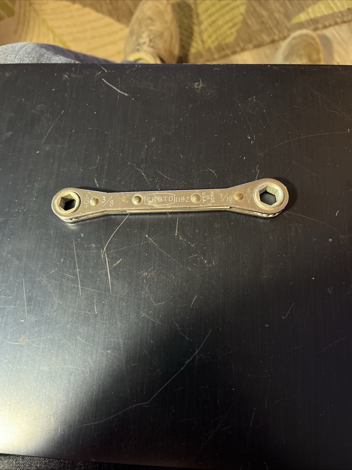 Proto Ratcheting Double End Box Wrench Straight 6-Point 3/8" x 7/16" 1192 USA