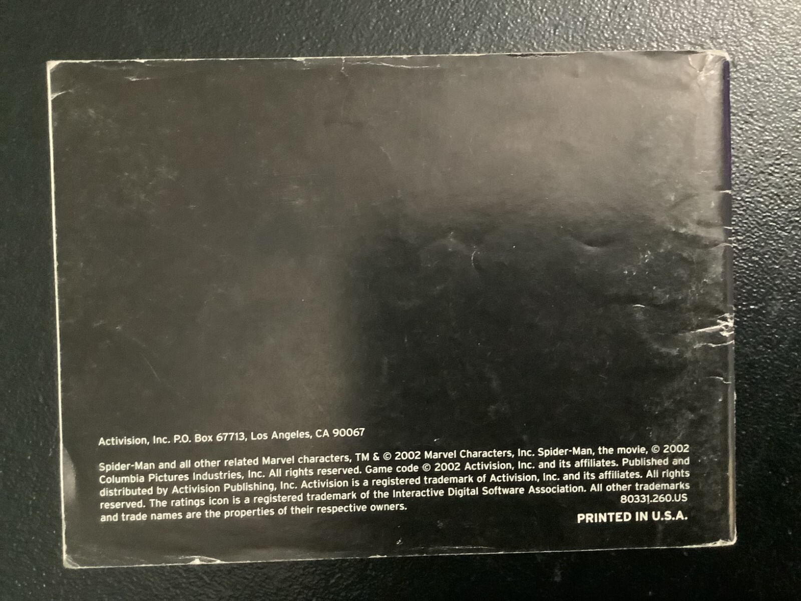Spider-Man 1 GameBoy Advance GBA Instruction Manual Only