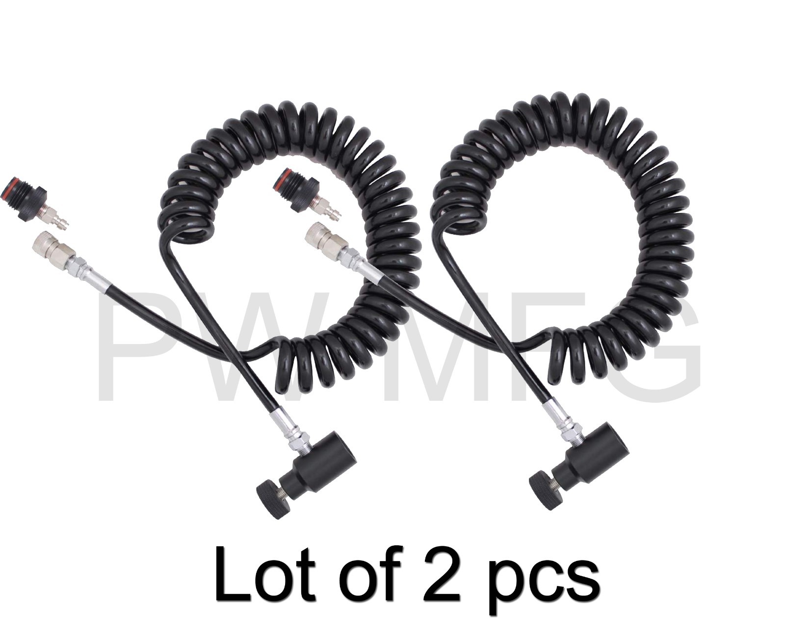 G7 Paintball HPA CO2 Coiled Remote Line, Quick Release ASA adapter LOT of 2pcs