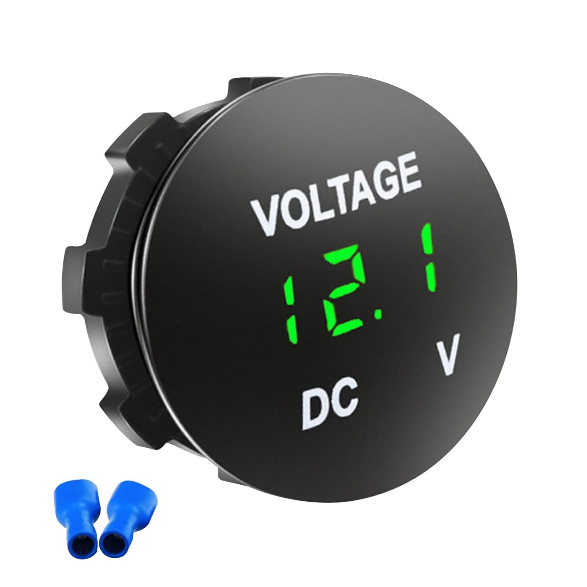 12V Battery Voltage Meter Waterproof LED Round Panel Gauge Battery Monitor Green