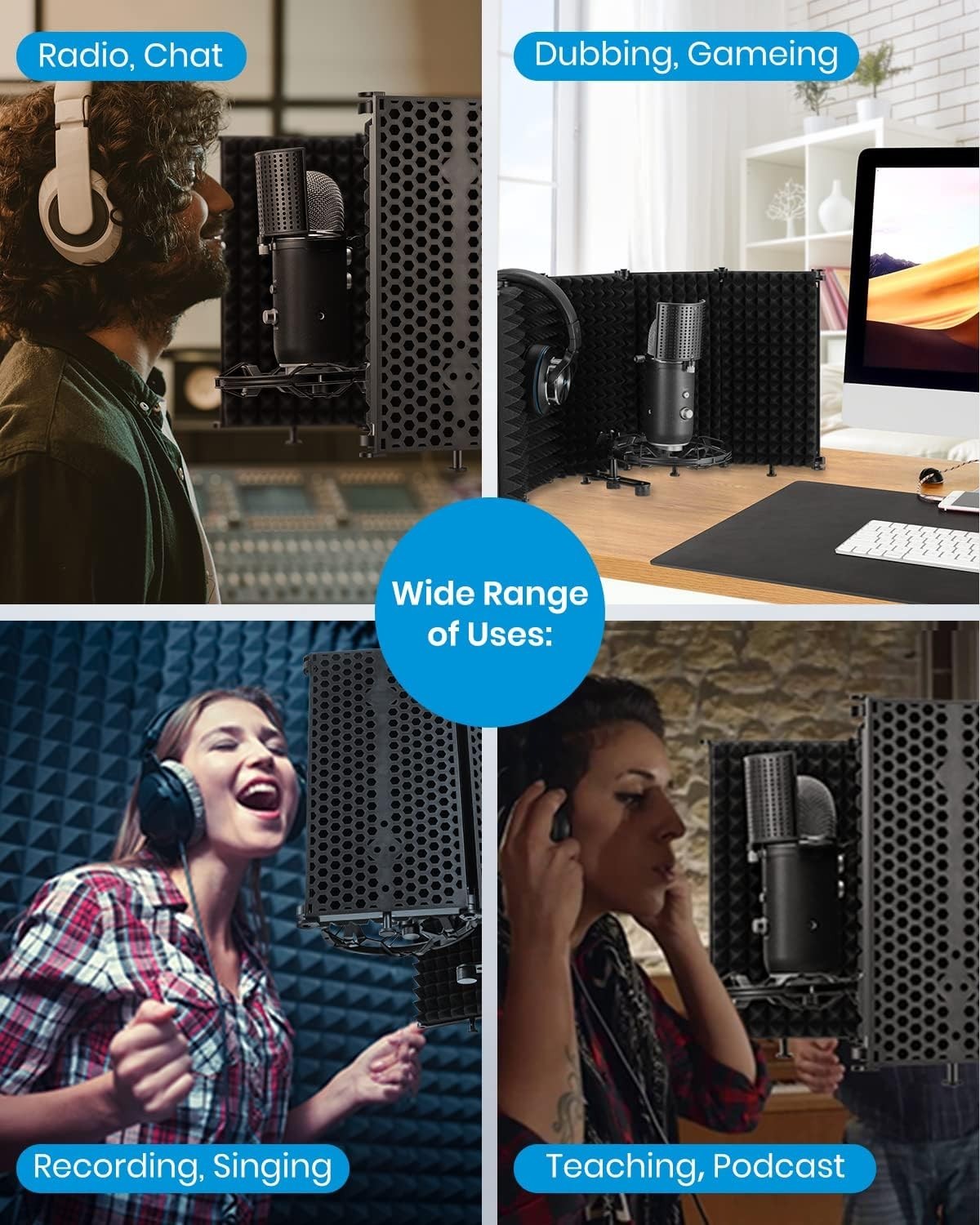 Sturdy Microphone Sound Shield - 5 Panels for Enhanced Isolation and Clarity