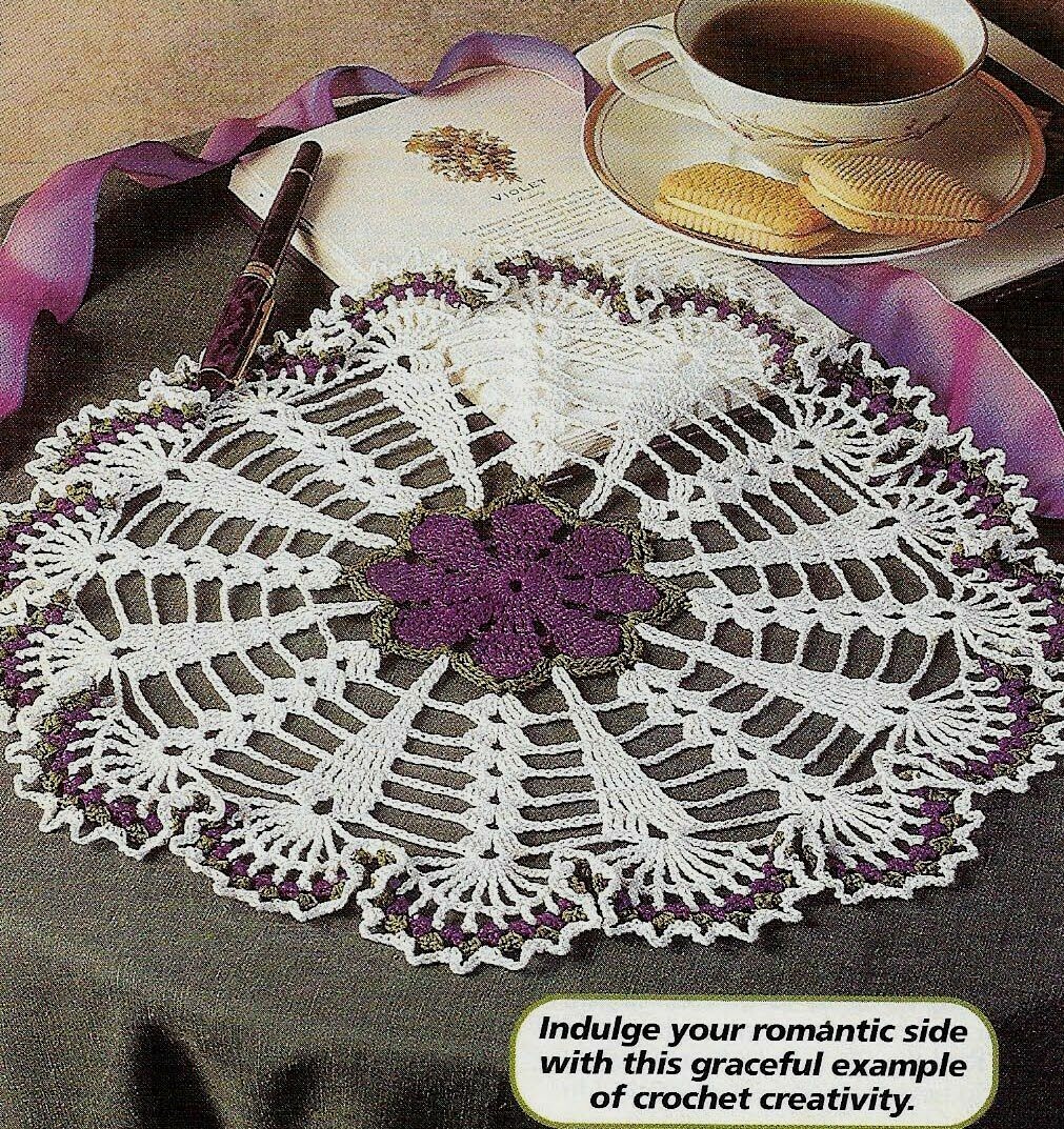 VIOLET DOILY 12 1/2" HOME DECOR DIGEST SIZE CROCHET PATTERN INSTRUCTIONS