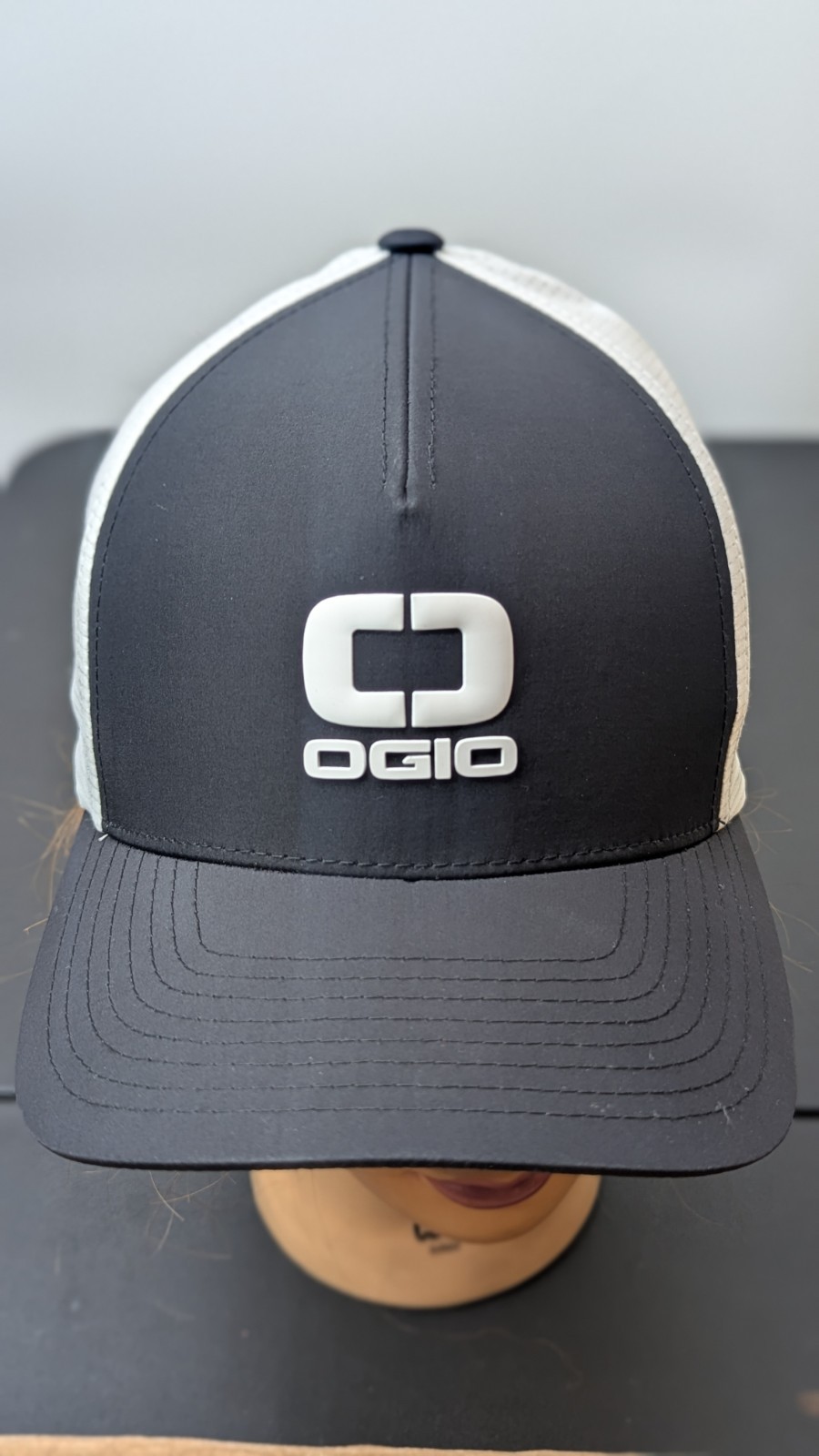 Ogio Yupoong Golf Hat White Black Strap back Adjustable Mesh Men's Cap Flex Fit
