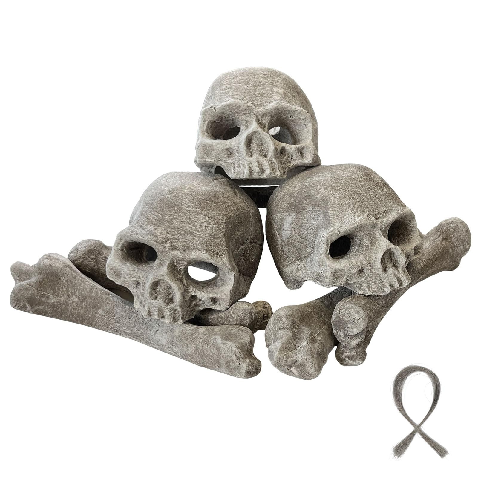 MrGas Log 9 Pcs Ceramic Skulls for Fire Pit, Durable Kl-dark Driftwood