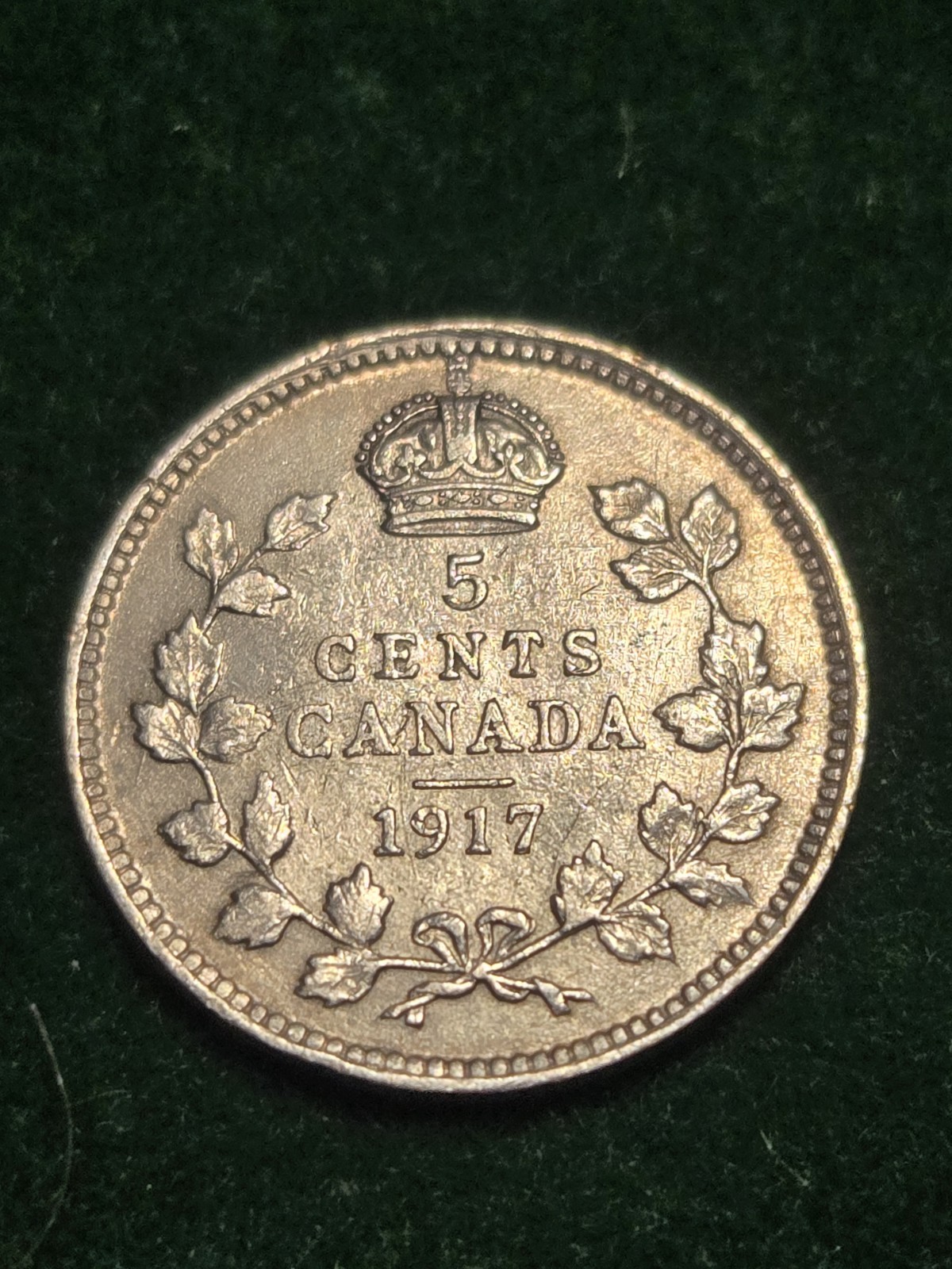 Canada 1917 Silver 5 Cents, Uncirculated
