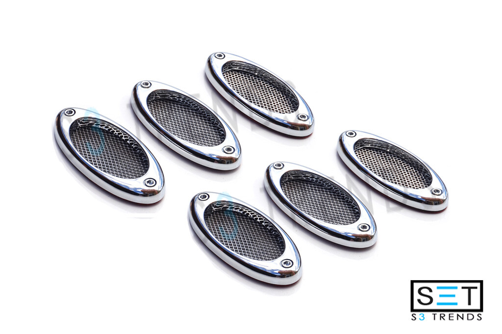 6PC Chrome Honey Comb Mesh Black Port Hole Side Fender Air Vent Accent Car USA