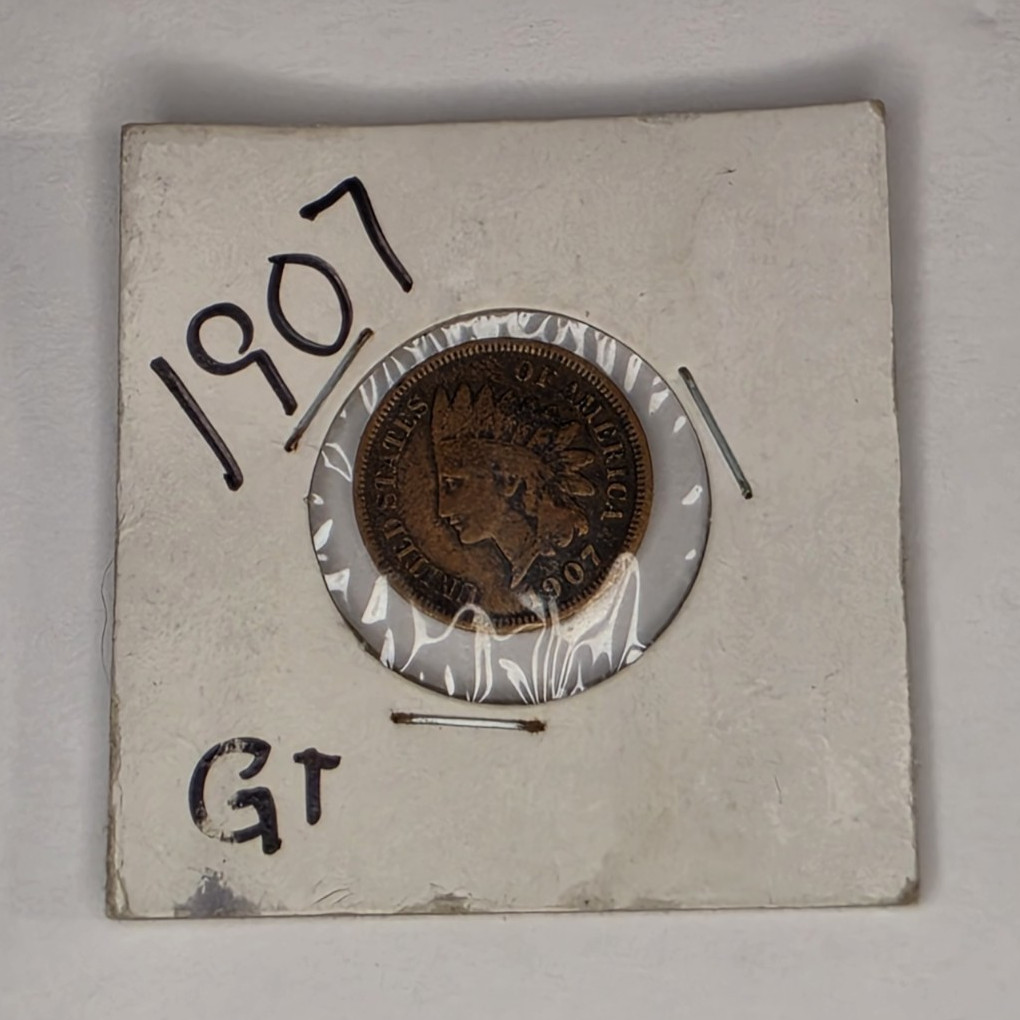 Indian Head Small Cent 1907 BN Bronze Business Strike Philadelphia KM#90