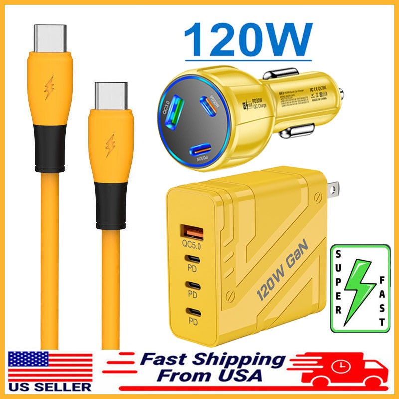 120W Fast Charging USB Type C Wall Charger For iPhone 16 Pro Max 16e 15 14 13 12
