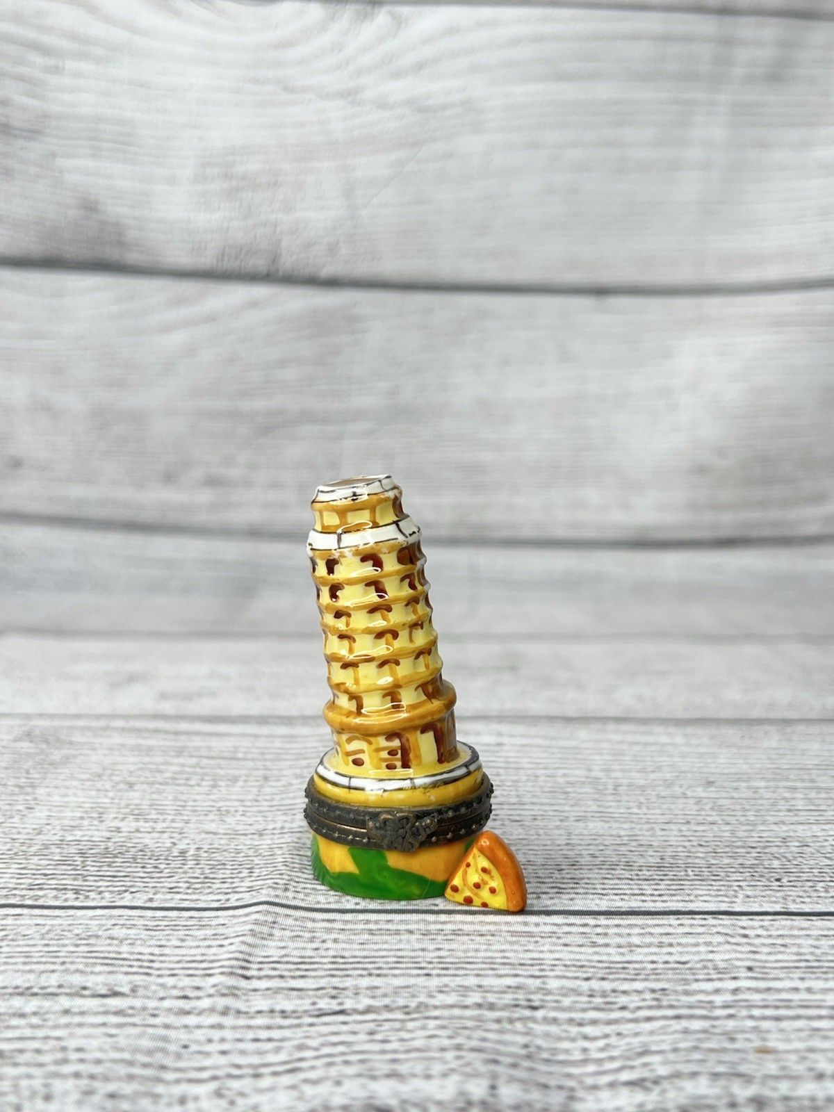 VTG PHB Style Leaning Tower Of Pisa Porcelain Hinged Trinket Box W Pizza Trinket