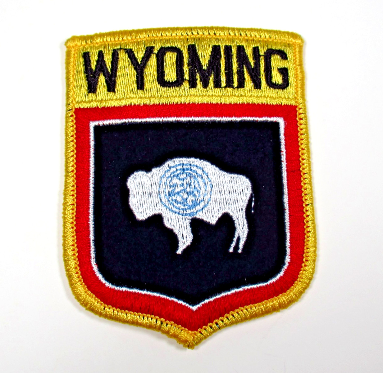 Wyoming State Patch Vintage Bison Felt Embroidered Travel Souvenir