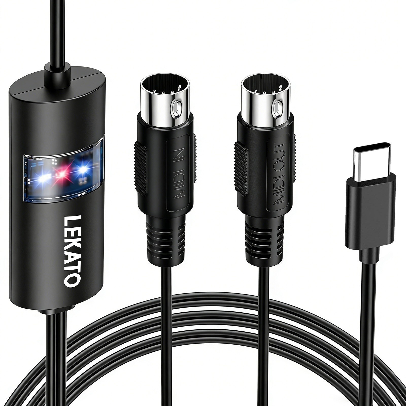 LEKATO MIDI to USB C Interface Cable 6.5ft Adapter for Keyboard Synth Windows