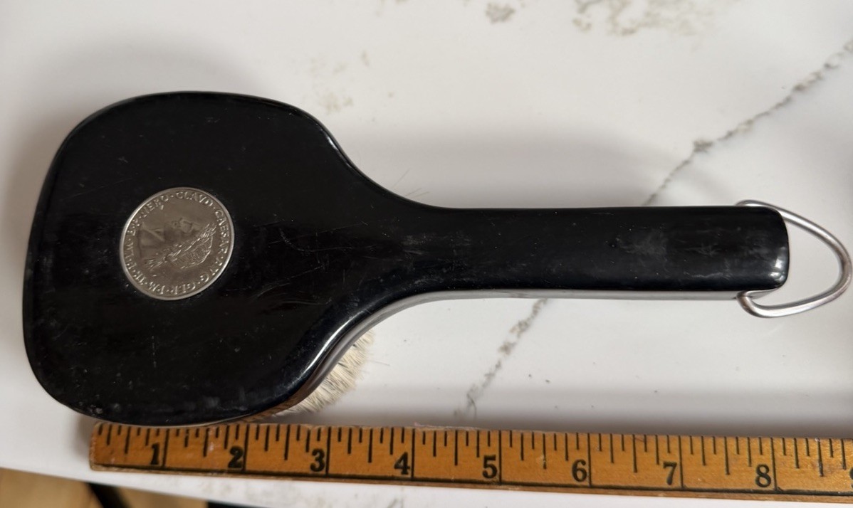 Vintage western German swank Brand Clothing Brush With replica Roman Coin inlay!
