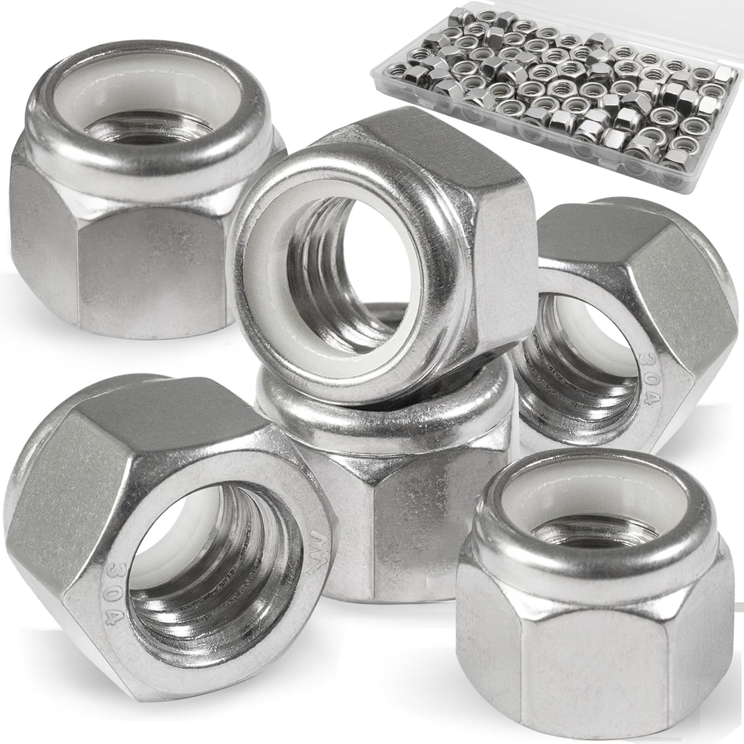 70 Pack 5/16"-18 Inch Lock Nuts,304 (A2-70) Stainless Steel Nylon Insert Locknut