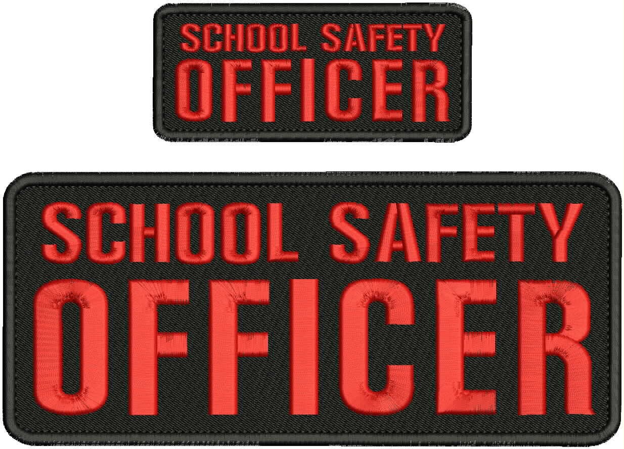 Collectible 2 Embroidery Patch ''School S O '' 4x10 and 2x5 Red On Black