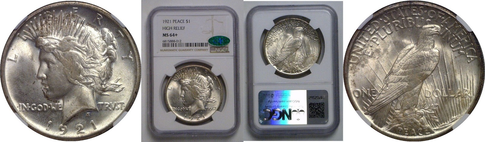 1921 Peace Dollar NGC MS-64+ CAC