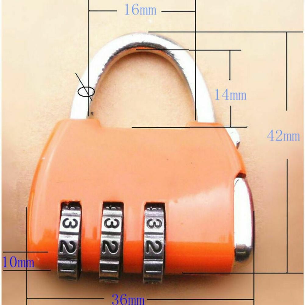 Travel Luggage Padlock Mini 3 Digit Combination Suitcase Security Cable Lock B